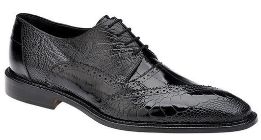 Belvedere Black Ostrich Eel Exotic Brogue Shoes Nino OB4