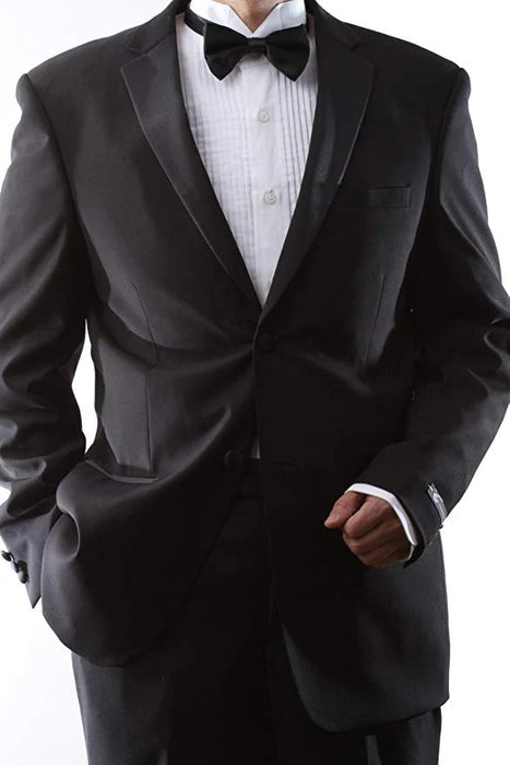 Men's Single Breasted 2 Button Extra Fine Slim Fit Tuxedo Black Suit