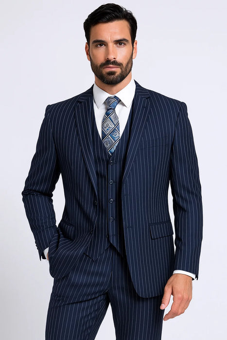 Blue Pinstripe Suit