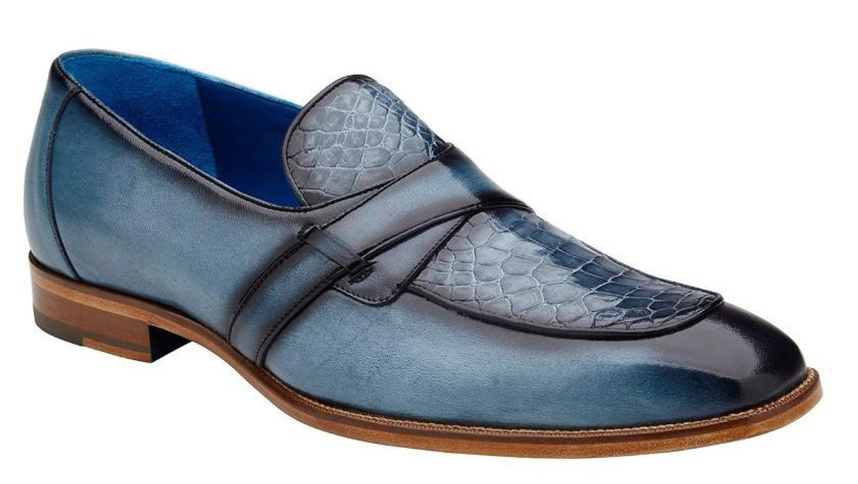 Belvedere Mens Alligator Dress Shoes Blue Slip On Tornado