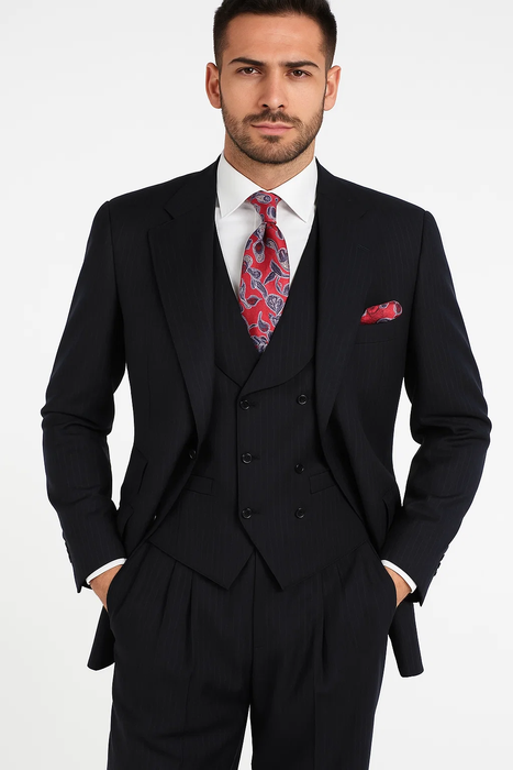 Blue Stripe Mens Suit