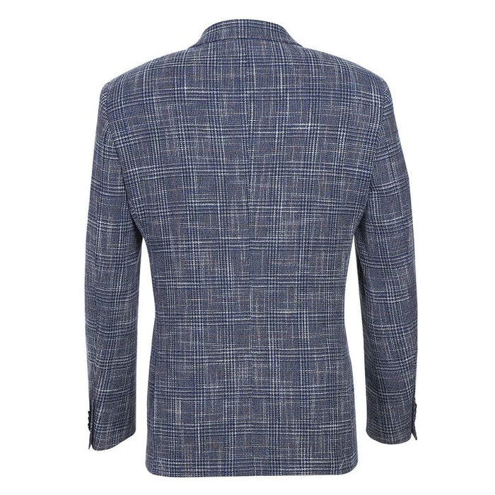 Saco vaquero - Western Sport Coat - Western Blazer - Mens Slim Fit Two Button Wool & Linen Sport Coat Blazer In Blue Windowpane Plaid