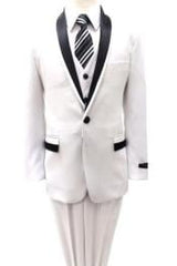 Boys Shawl Collar Tuxedo Kids Sizes 3 Piece Two Tone White with Black Gorgeous Stunning Suit Perfect for toddlers Suit wedding attire outfit