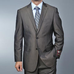 Men's Brown Teakweave 2-button Texture ~ Patterned Fabric Flat Front Pants Cheap Priced Business Suits Clearance Sale
