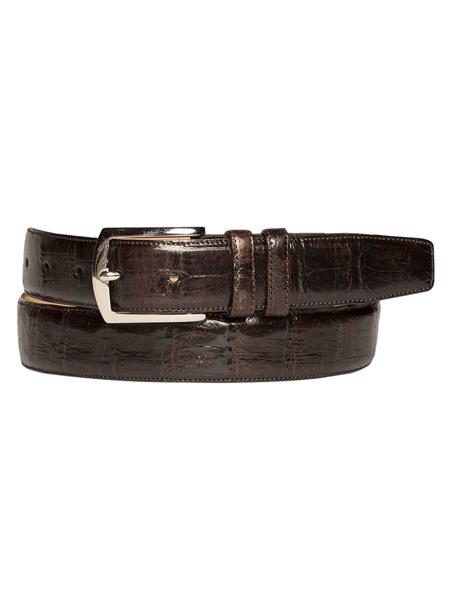 Men's Mezlan Belts Brand Soft Nubuck Backing Genuine Crocodile Brown Skin Handmade Cinturon De Cocodrilo