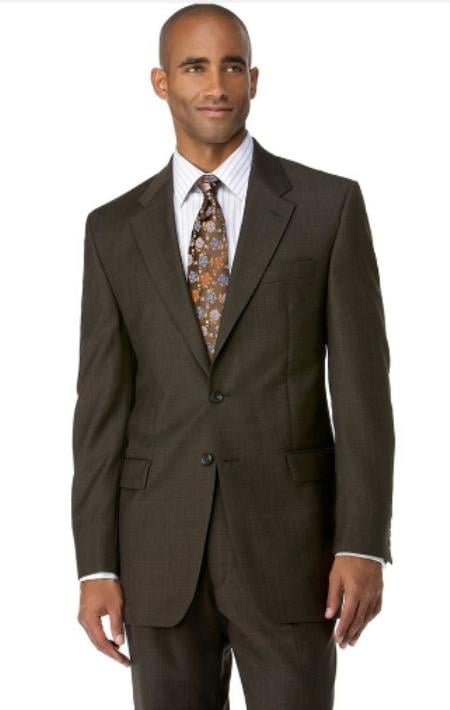 Men's Brown 2 Button Polyester affordable Cheap Priced Business Suits Clearance Sale online sale