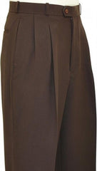 Mens Pleated Dress Pants Chocolate Brown Wide Leg Slacks Pleated Baggy Dress Trousers Unhemmed Unfinished Bottom
