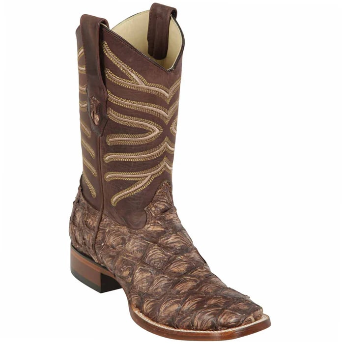 Los Altos Boots - Mens Dress Cowboy Boot - Low Priced Rustic Brown Pirarucu Cowboy Boots- in Rustic Brown