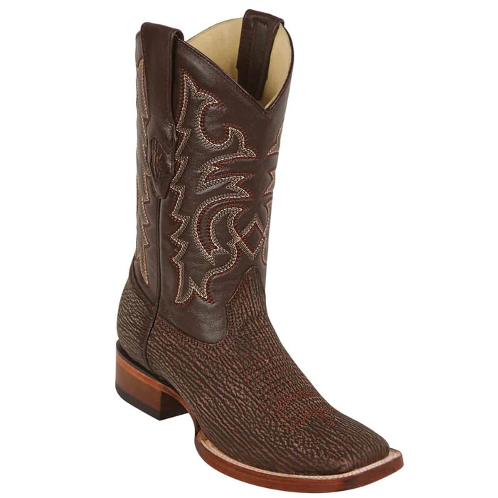 Los Altos Boots - Mens Dress Cowboy Boot - Low Priced Shark Skin Boots- in Brown