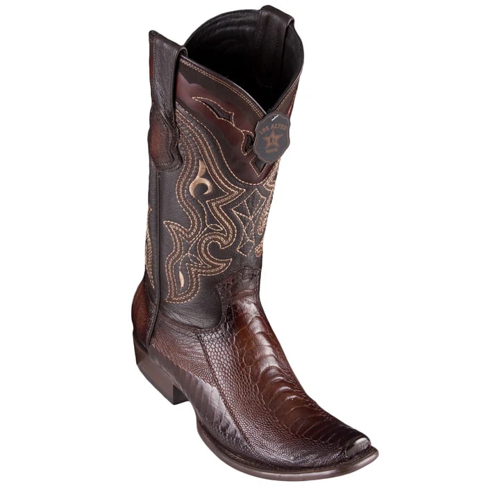 Los Altos Boots - Mens Dress Cowboy Boot - Low Priced Brown Ostrich Leg Boots- in Brown