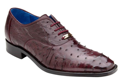 Belvedere Men's Burgundy Ostrich Shoes Hand Made Orlando