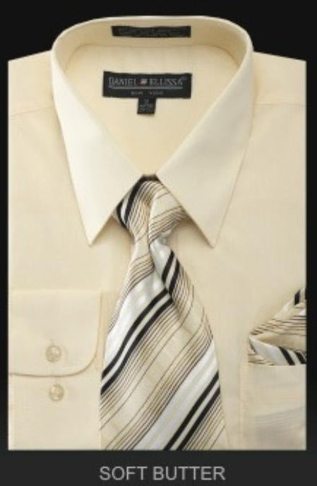 Affordable Clearance Cheap Mens Dress Shirt Sale Online Trendy - PREMIUM TIE - Soft Butter Men's Dress Shirt