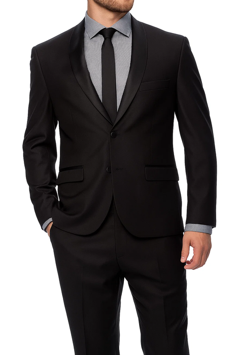 1 Button Slim Fitted Shawl Tuxedo Black