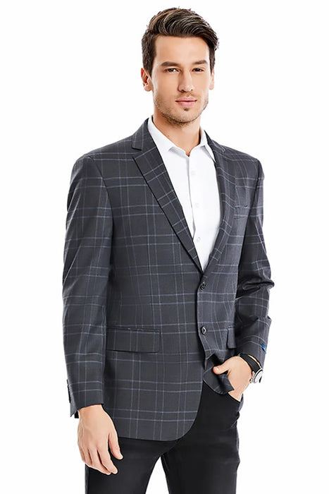 Saco vaquero - Western Sport Coat - Western Blazer - Men's Two Button Regular Fit Double Windowpane Plaid Blazer