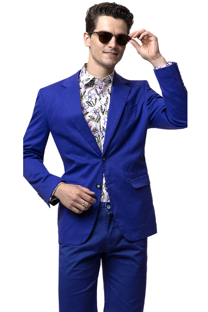 Men's Modern Fit Casual Summer Chino Blazer in Royal Blue - Image 2
