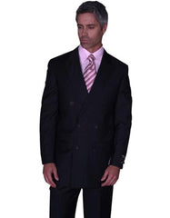 CLASSIC DOUBLE BREASTED SUITS SOLID COLOR BLACK Men's SUIT