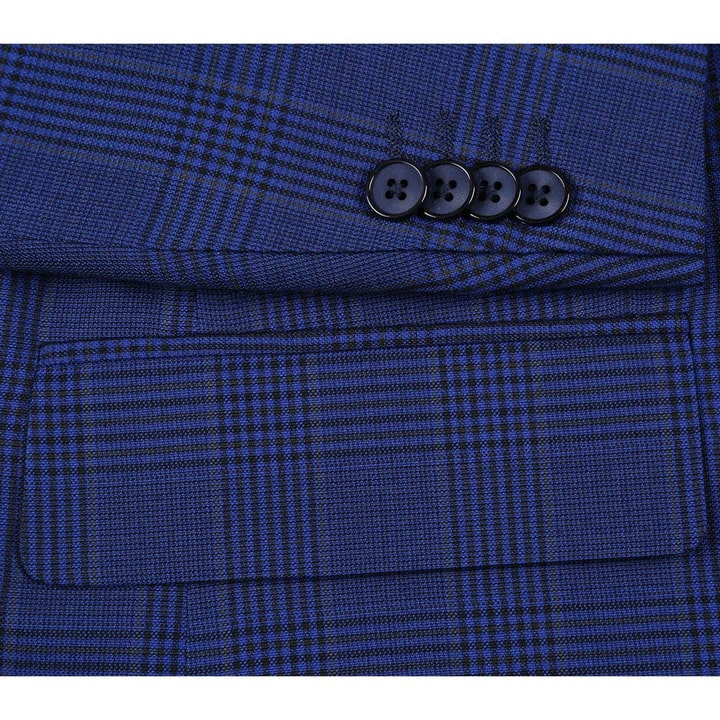 Saco vaquero - Western Sport Coat - Western Blazer - Mens Two Button Classic Fit Sport Coat Blazer In Dark Navy Blue Windowpane Plaid