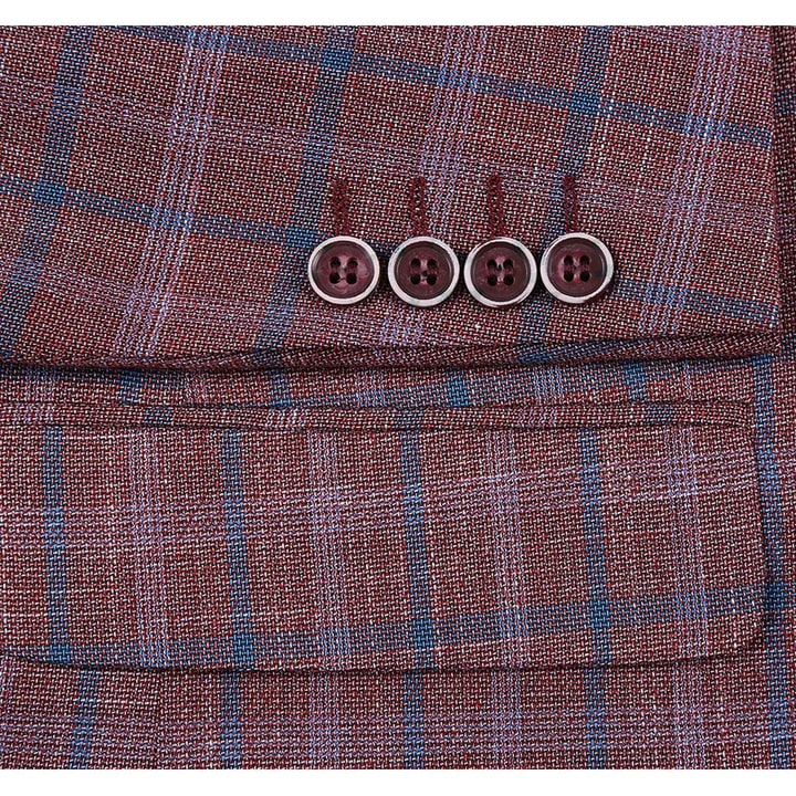 Saco vaquero - Western Sport Coat - Western Blazer- Mens Two Button Classic Fit Sport Coat Blazer In Burgundy Red Windowpane Plaid