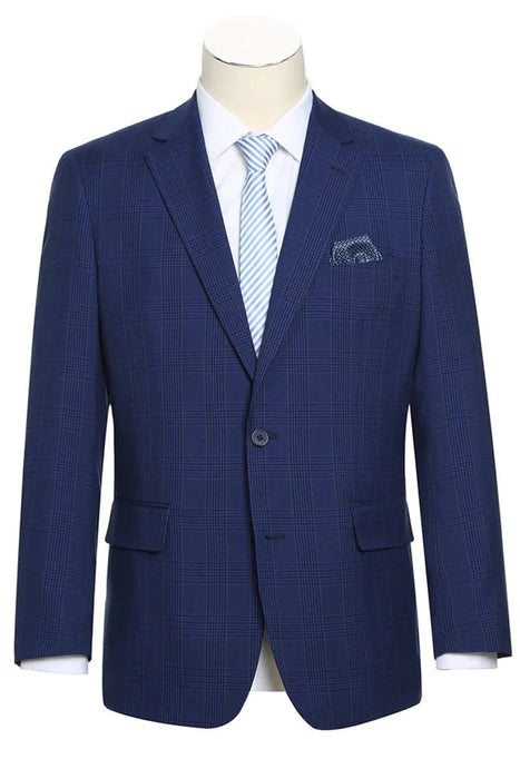 Saco vaquero - Western Sport Coat - Western Blazer  - Mens Two Button Classic Fit Sport Coat Blazer In Dark Navy Blue Windowpane Plaid