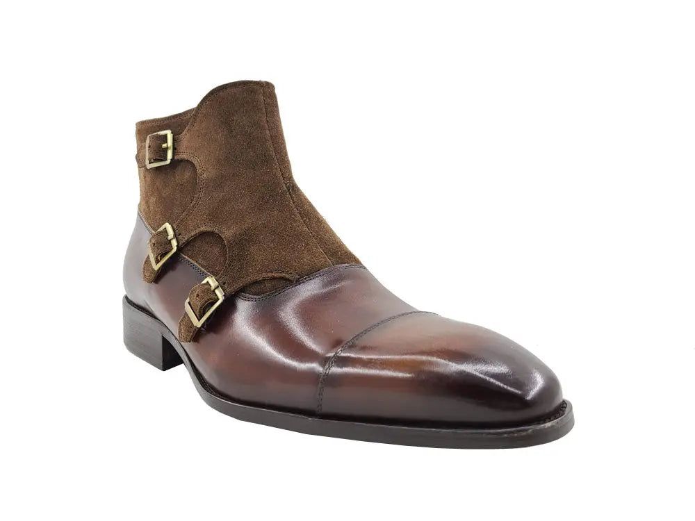 Calf & Suede Three Buckles Monk Chukka Boot - Image 20
