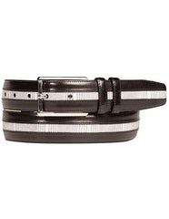 Mezlan Belts Men's Genuine Calfskin Black/White Printed Suede Belt