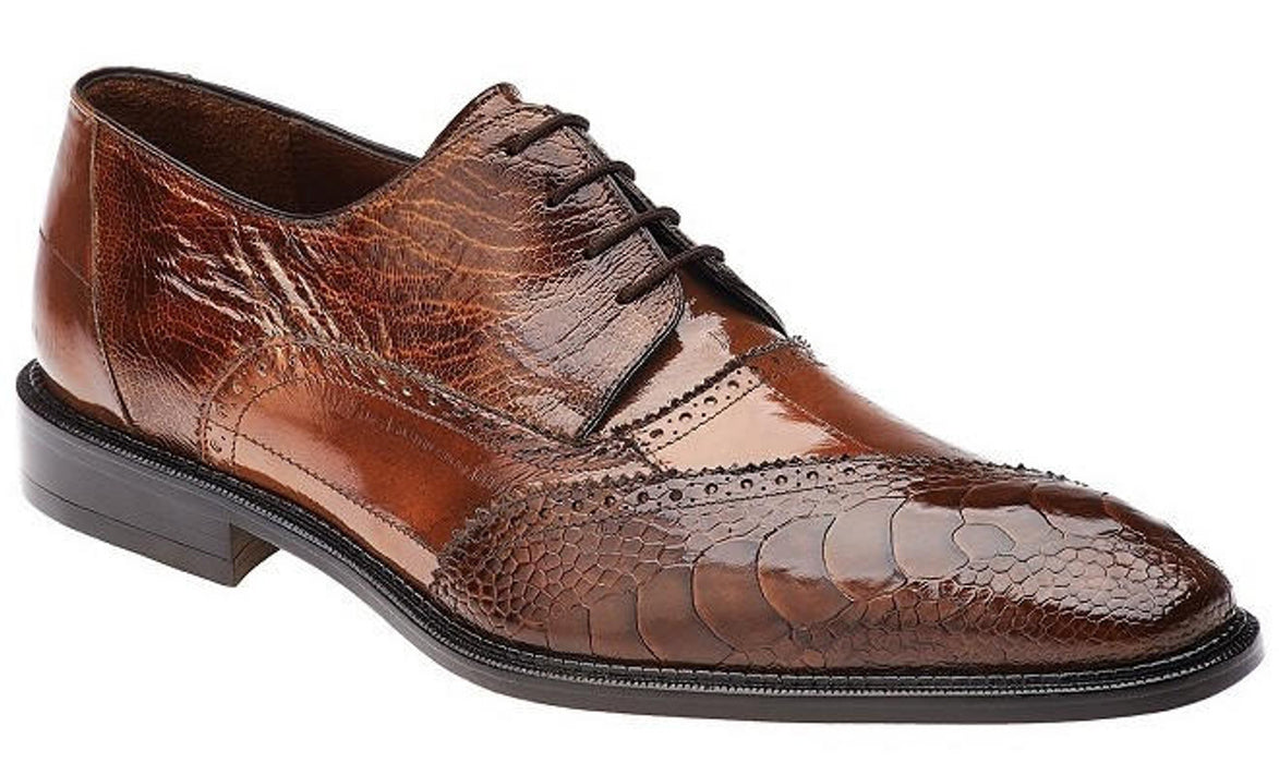 Belvedere Camel Ostrich Eel Exotic Brogue Shoes Nino OB4