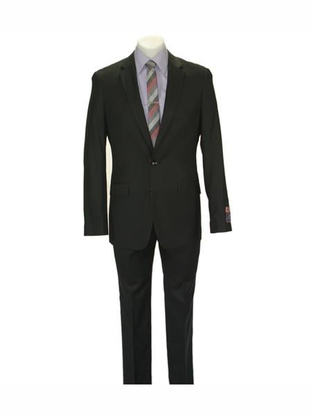 Carlo Lusso Men's 2 button fully lined slim fit Black suit