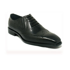 Mens Carrucci Burnished Leather Classic 1920's Wingtip Dress Shoe in Grey