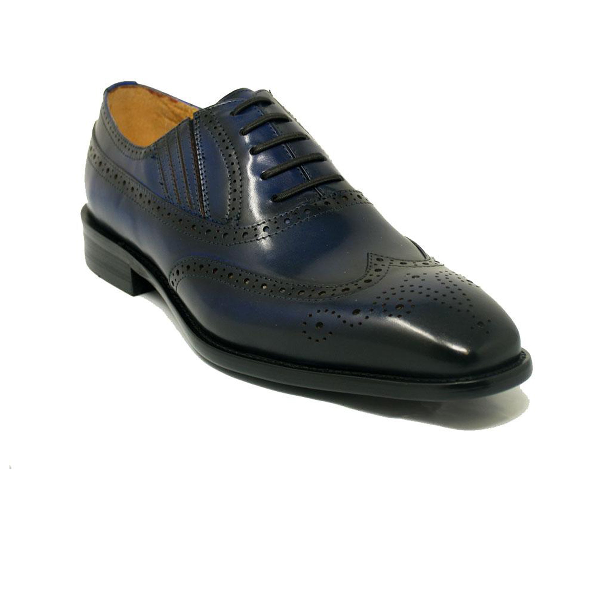 Mens Carrucci Burnished Leather Classic 1920's Wingtip Dress Shoe in Grey