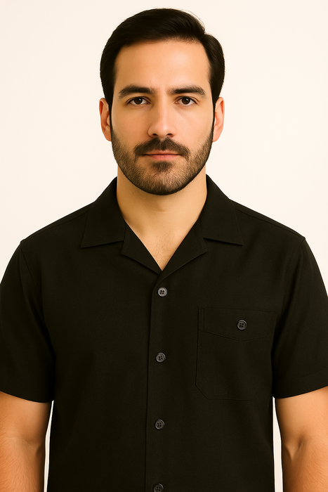 Men's Plain Black Short Sleeve Linen Casual Casual Two Piece Mens Walking Outfit For Sale Pant Sets Suit With Pant - Mens Linen Suit