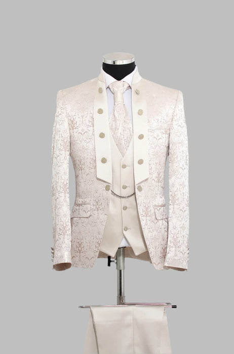 Victorian Tuxedo - Tail Coat - 1920s Regency period - Mandarin Suit in Color Champagne