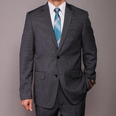 Men's Charcoal Pinstripe 2-button Slim-fit Cheap Priced Business Suits Clearance Sale