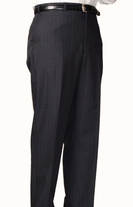 Charcoal Blue Bond Flat Front Trouser