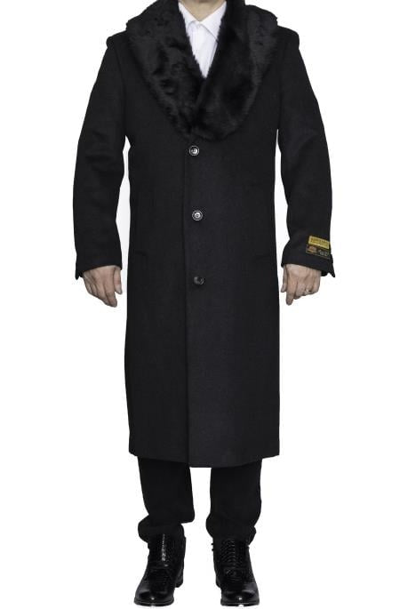 Mens Overcoat Men Charcoal Grey Dress Full Length Wool Dress Top Coat