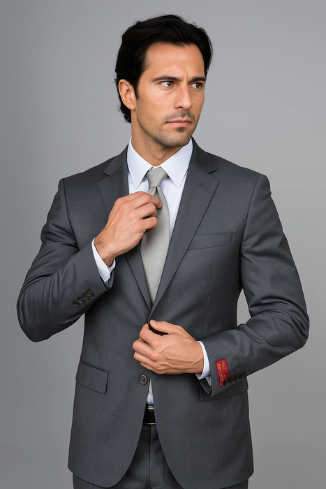 Charcoal Gray Sharkskin 2-Button  Suit