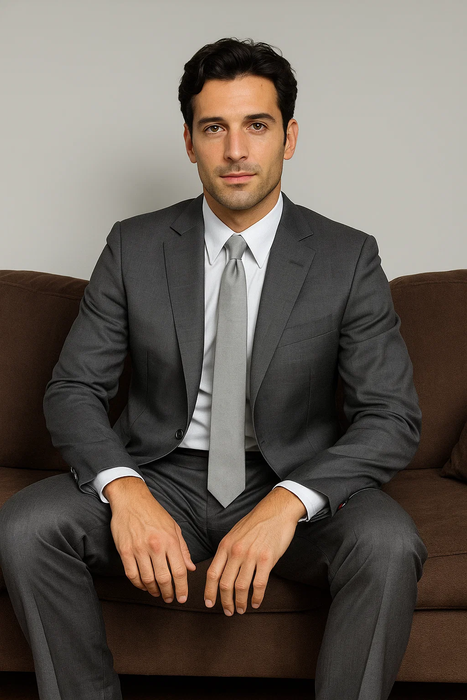 Charcoal Gray Sharkskin 2-Button  Suit