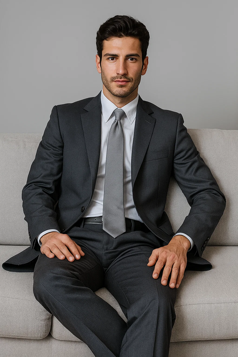 Charcoal Gray Sharkskin 2-Button  Suit