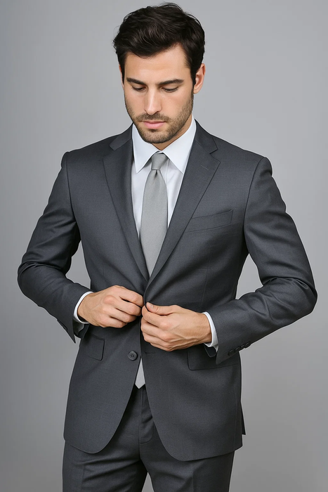 Charcoal Gray Sharkskin 2-Button  Suit