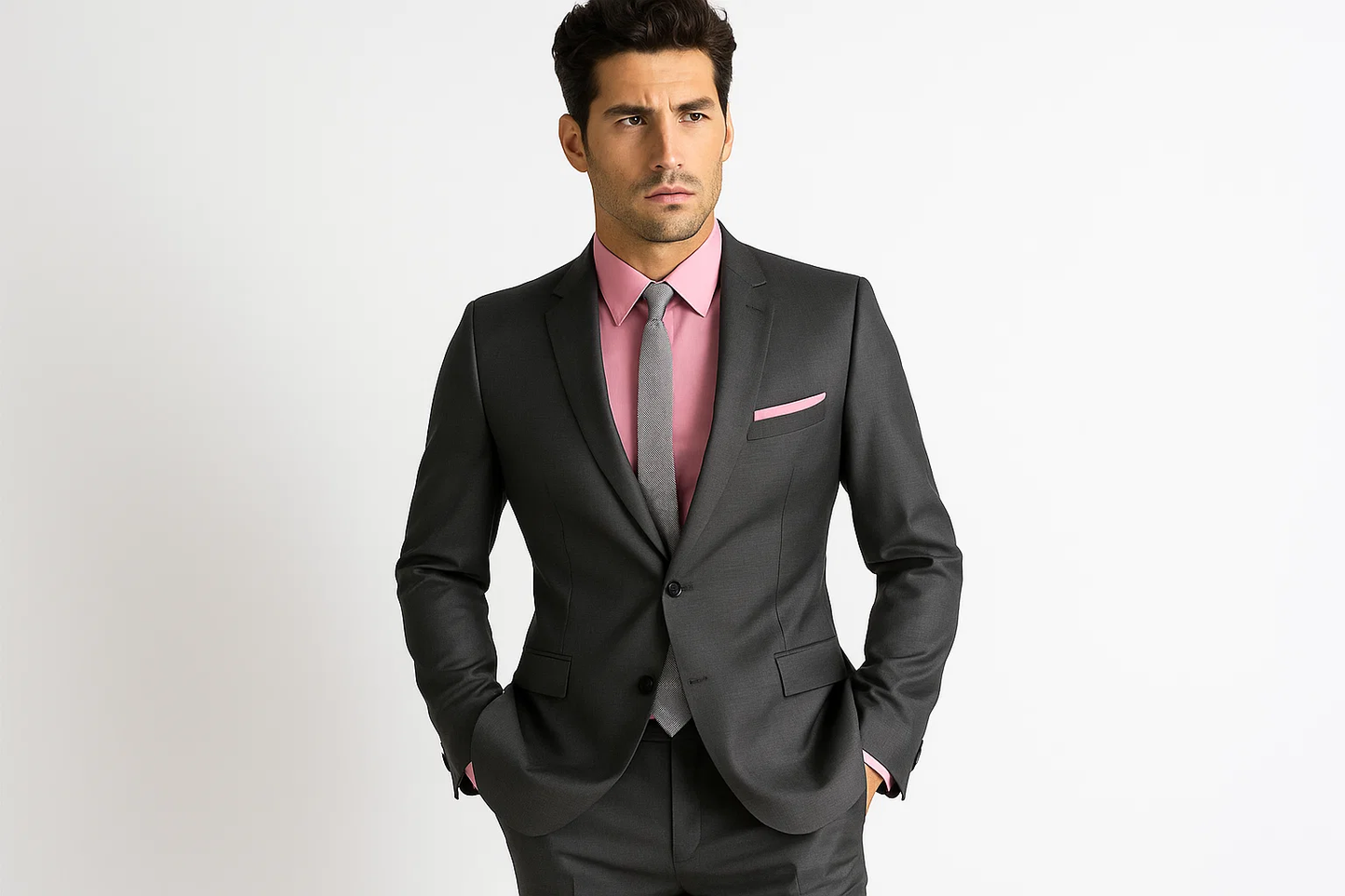 Men's Charcoal Slim Fit Cheap Priced Business Suit Clearance Sale - Image 2