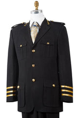 Men's Dual Side Chest Pocket Black Suit and Pant