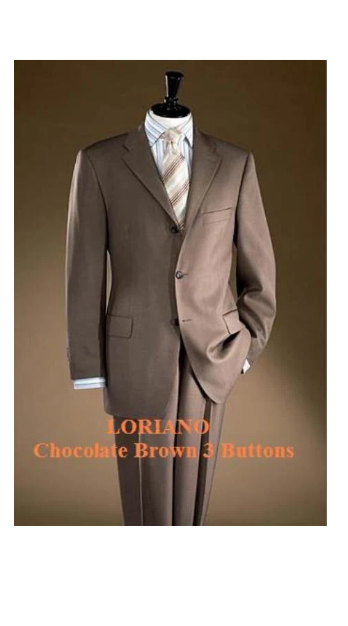 Chocolate Brown 3 Buttons Men's Super 120's Wool
