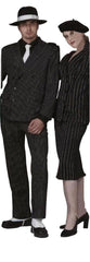Classic Gangster Jet Black & White Pinstripe Double Breasted Suit Fashion Suit