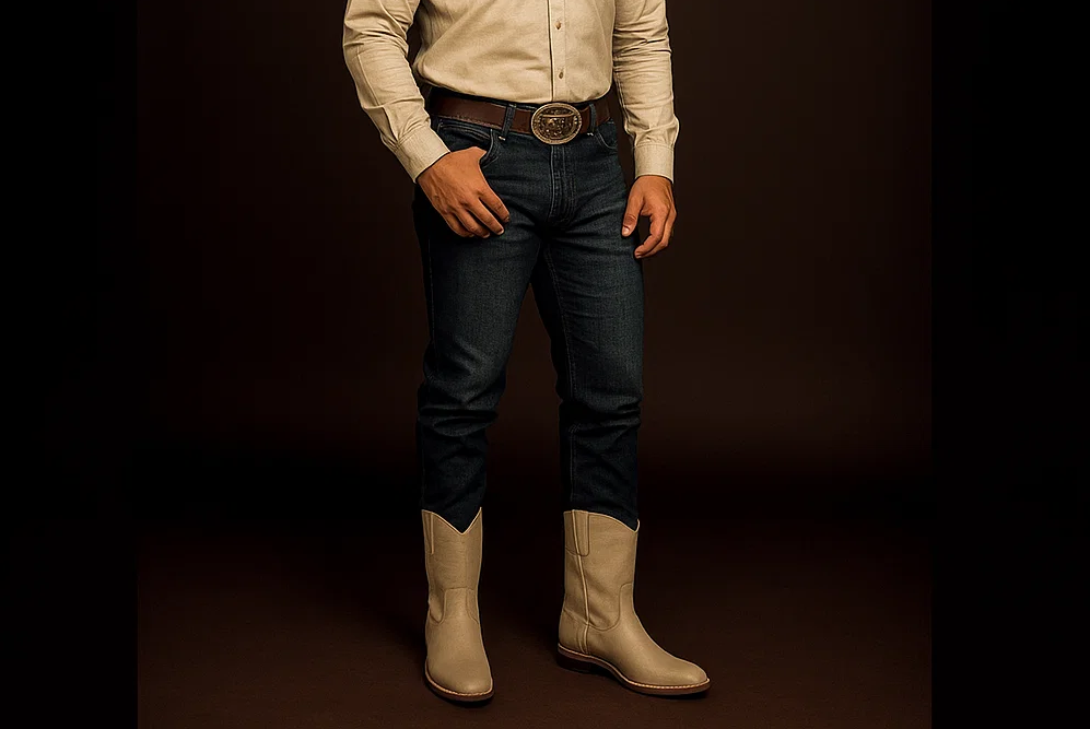 Los Altos Boots Men's Napa Leather Rubber Sole Natural Edge Cowboy Western Work Dress Cowboy Boot Cheap Priced For Sale Online ~ Botines Para Hombre