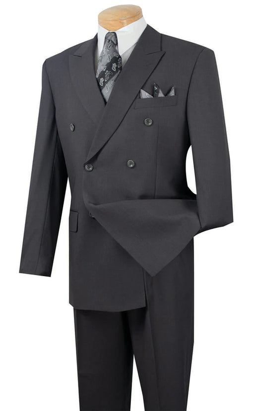 Ramses Collection - Double Breasted 2 Piece Suit Regular Fit in Dark Heather Gray