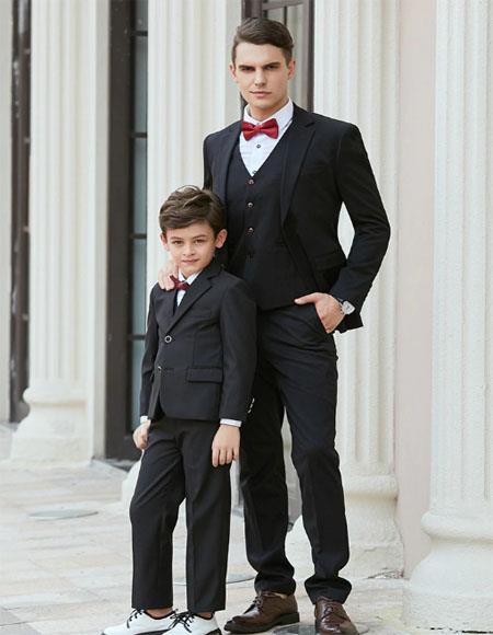 Dad And Son Black Matching wedding outfit Suits Perfect for toddler Suit wedding attire outfits
