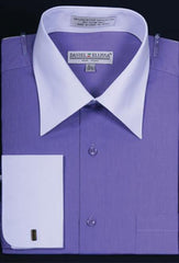 Affordable Clearance Cheap Mens Dress Shirt Sale Online Trendy - Bright Two Tone Solid French Cuff Lavender Big and Tall Shirt