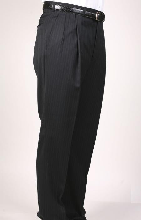 Black Pinstripe Bond Flat Front Trouser