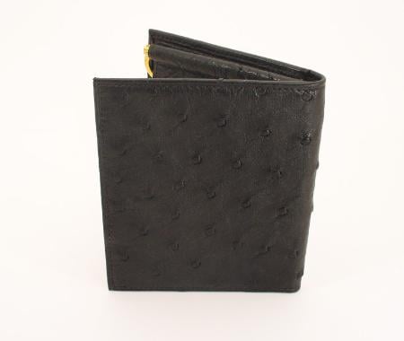 Men's Genuine Exotic Animal Skin Ferrini Brand Ostrich Wallet - Bifold w/ Money Clip Black, Cognac, Kango Tabac