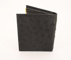Men's Genuine Exotic Animal Skin Ferrini Brand Ostrich Wallet - Bifold w/ Money Clip Black, Cognac, Kango Tabac