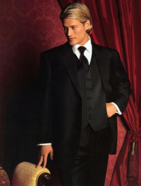 Fitted Slim Fitc Cut Traditional Best Designer One Button Black Tuxedo Suit For Men Black Slim Fit Black Tuxedo - Skinny Fit Tuxedo